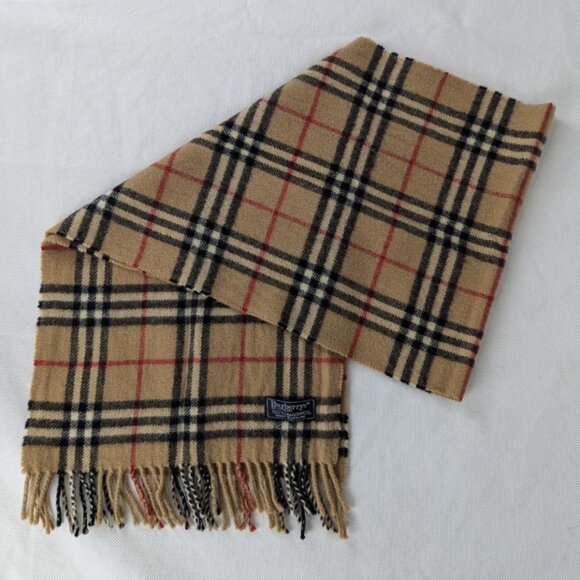 Pre-Owned Burberry Lambswool Scarf Beige – Unisex Check – Timeless Designe - Picture 1 of 7